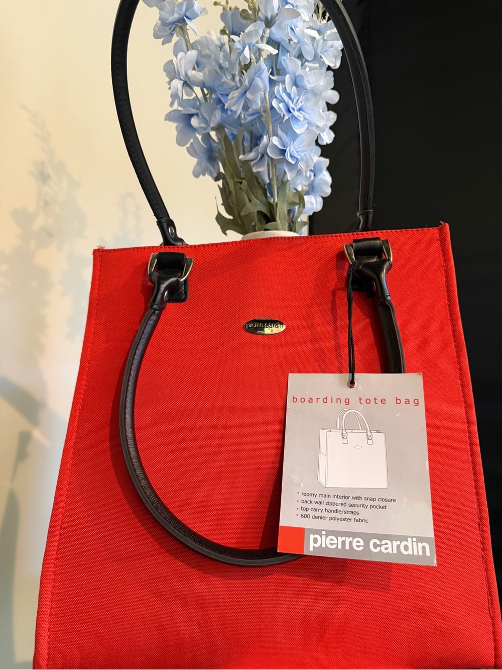 Pierre Cardin Red Tote with Black Handles